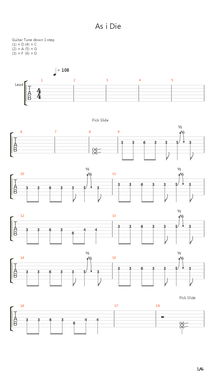 As I Die吉他谱