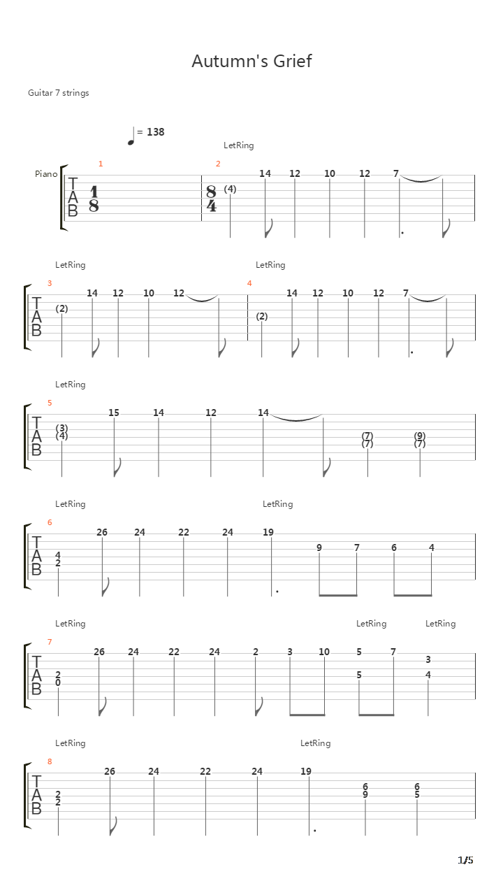 Autumns Grief吉他谱