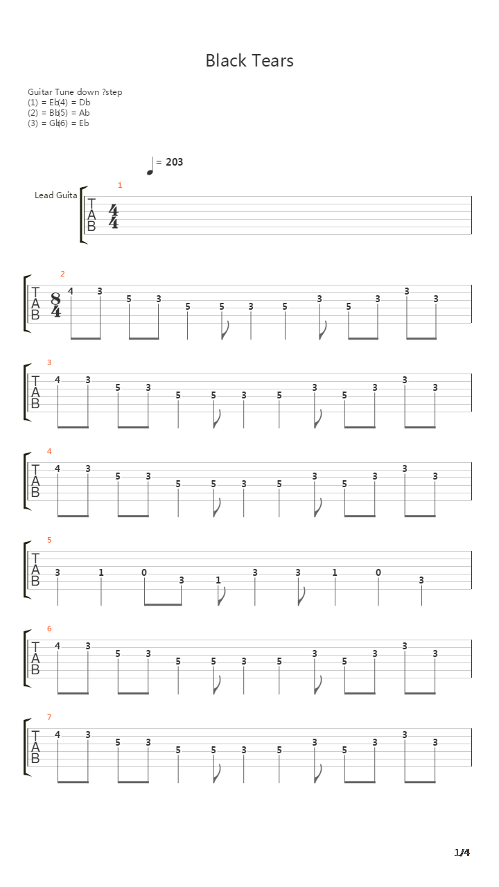 Black Tears吉他谱