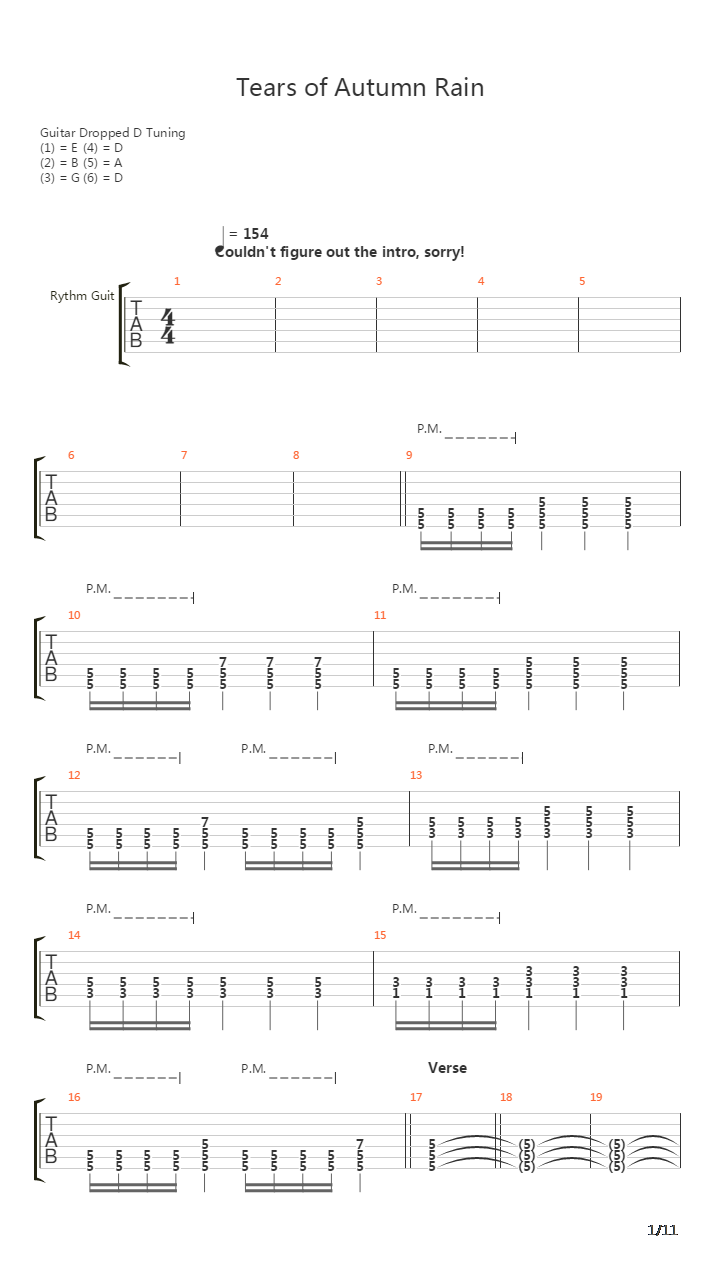 Tears Of Autumn Rain吉他谱