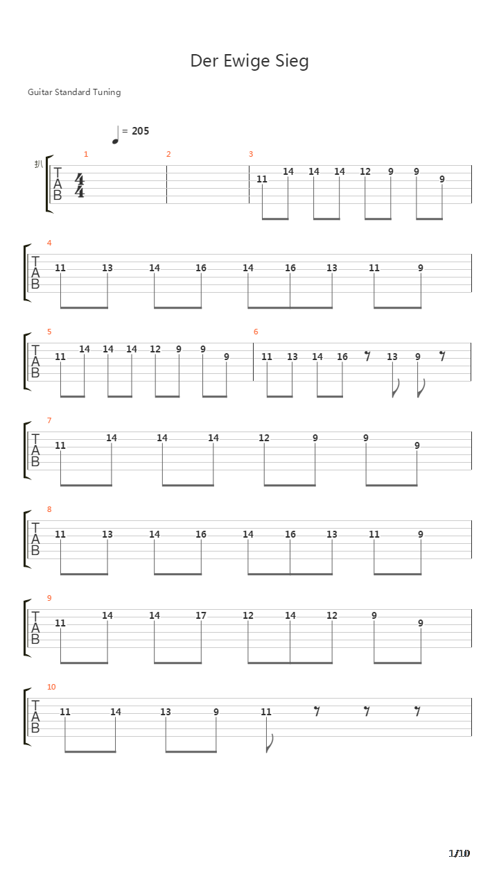 Der Ewige Sieg吉他谱