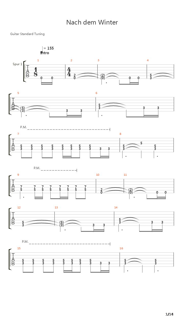 Nach Dem Winter吉他谱