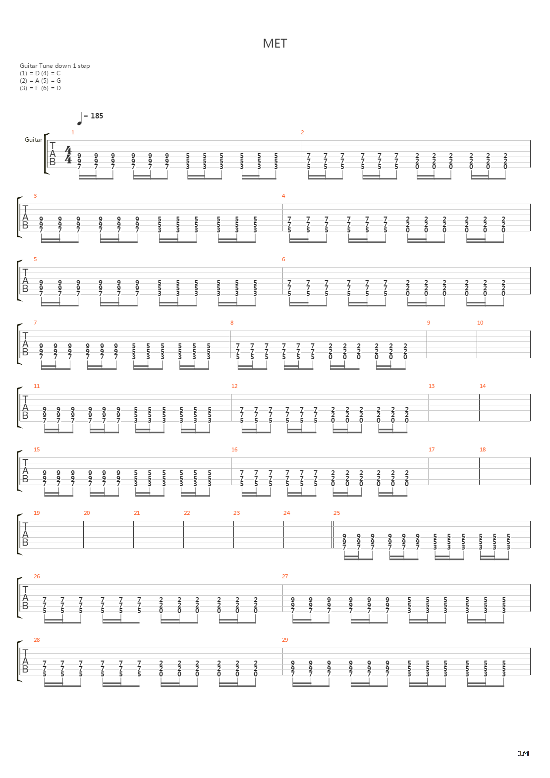 Met吉他谱