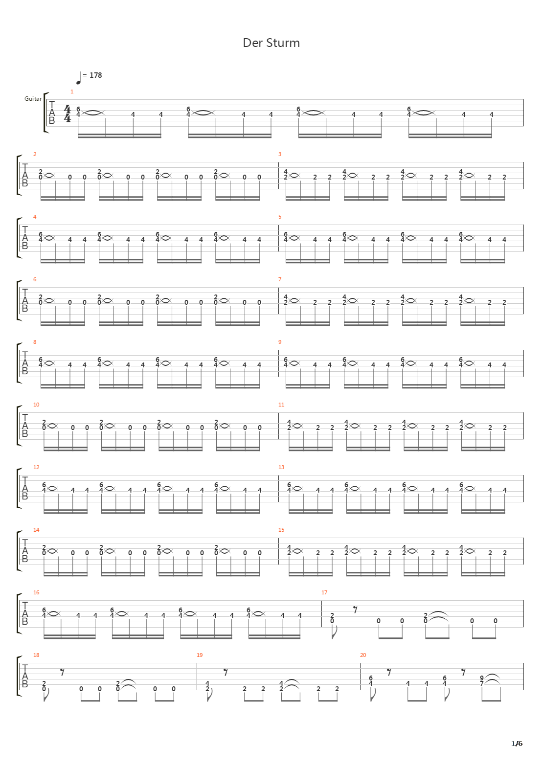 Der Sturm吉他谱