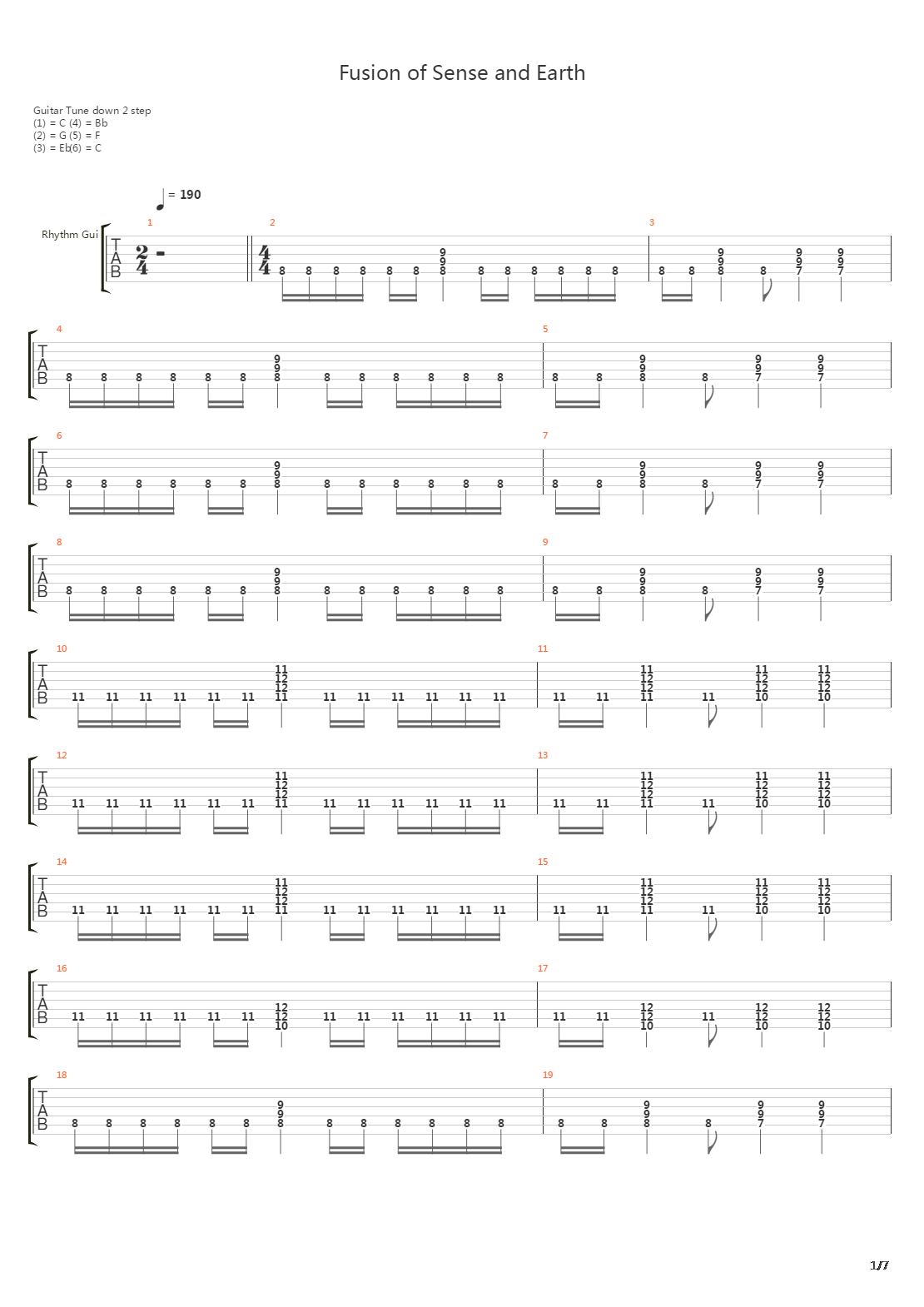 Fusion Of Sense And Earth吉他谱