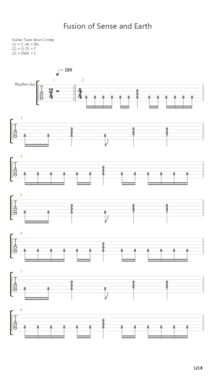Fusion Of Sense And Earth吉他谱