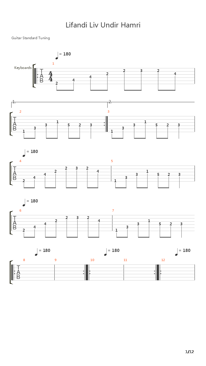 Lifandi Liv Undir Hamri吉他谱