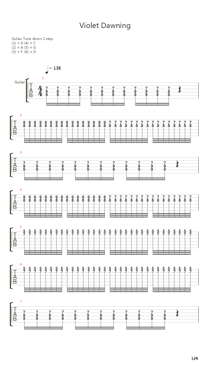 Violet Dawning吉他谱