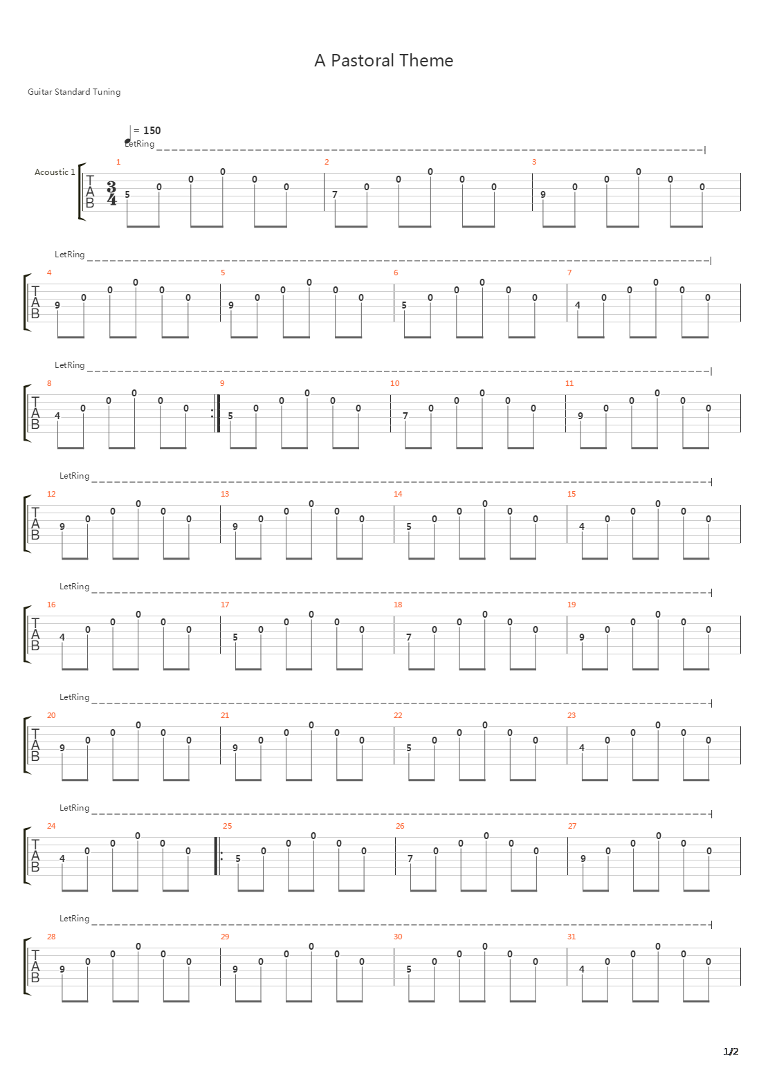 A Pastoral Theme吉他谱