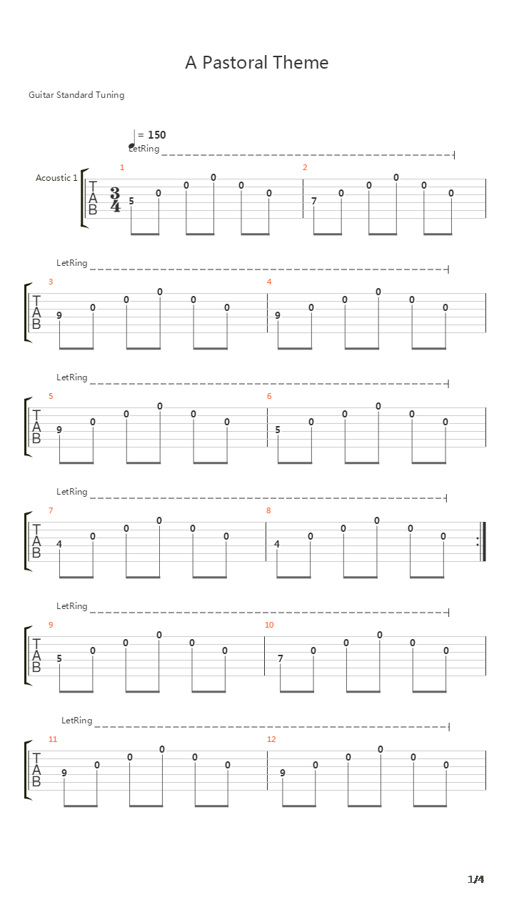 A Pastoral Theme吉他谱