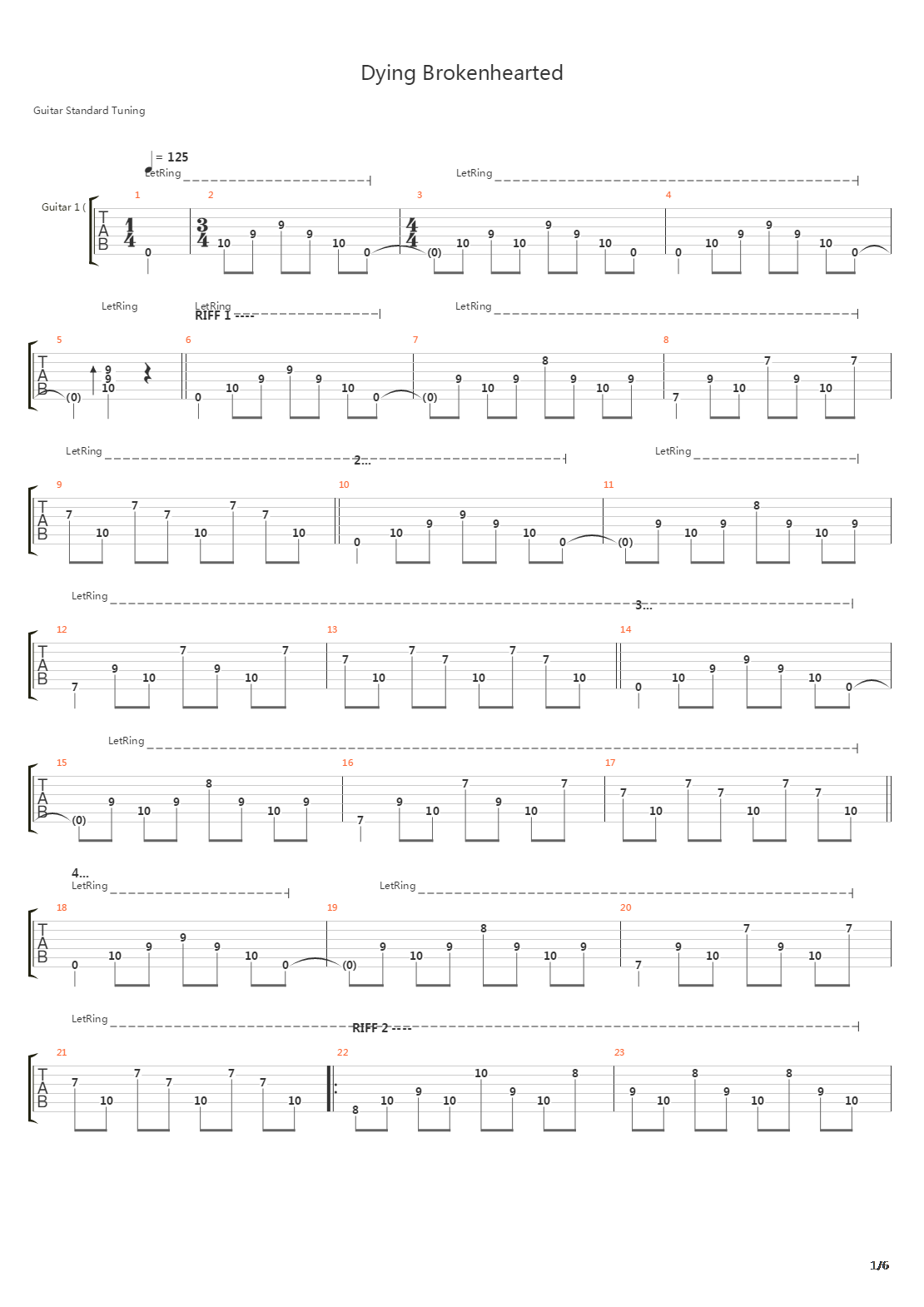 Dying Brokenhearted吉他谱
