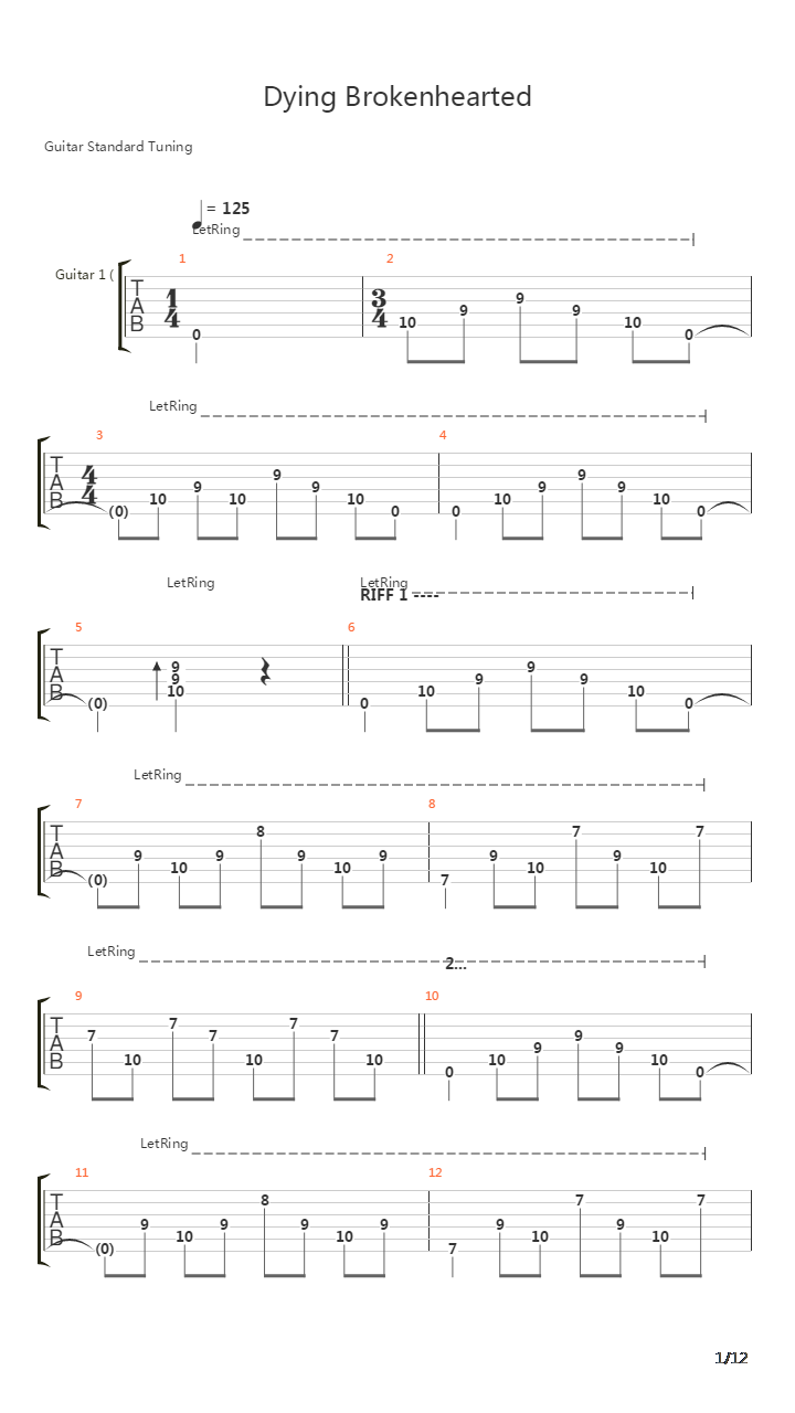 Dying Brokenhearted吉他谱