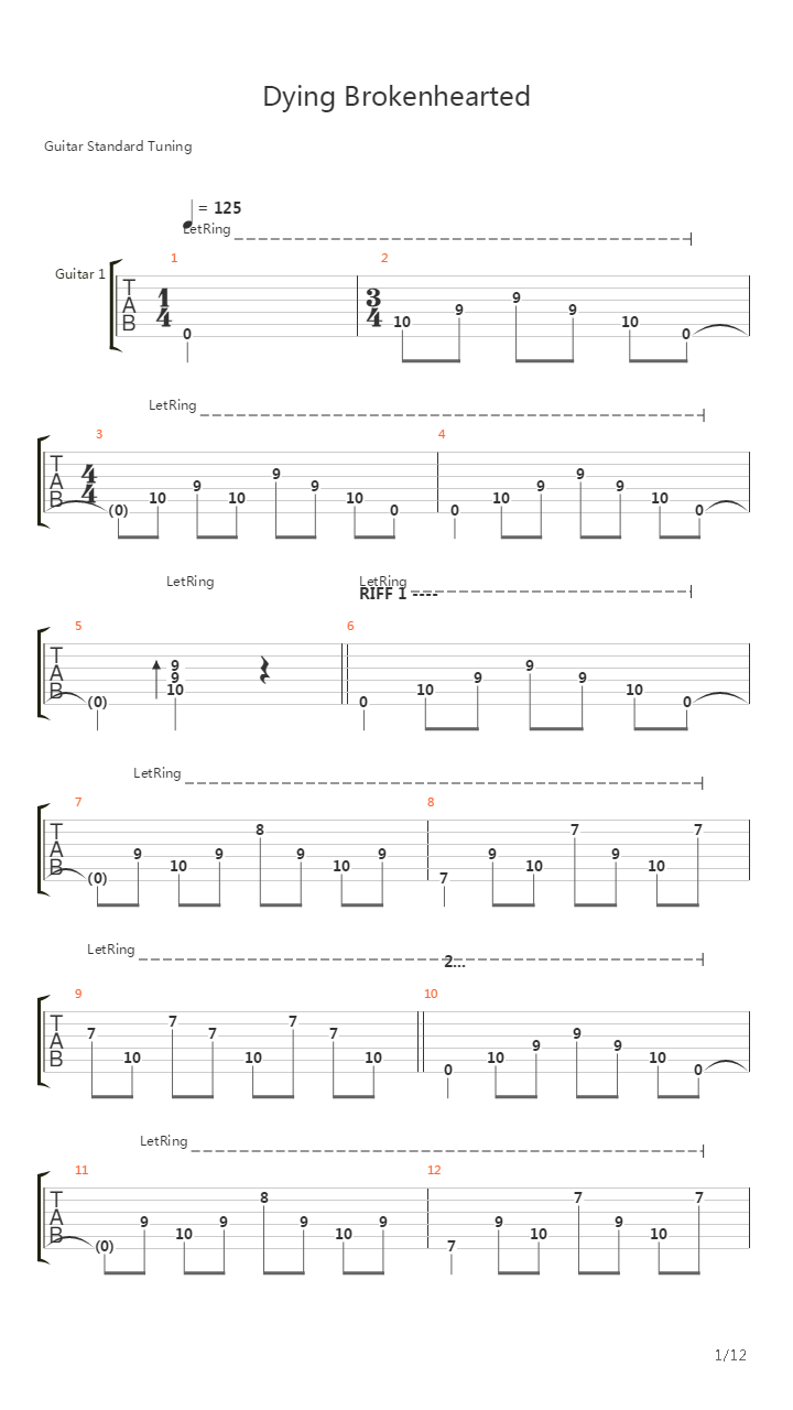Dying Brokenhearted吉他谱