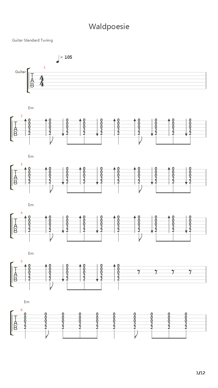 Waldpoesie吉他谱