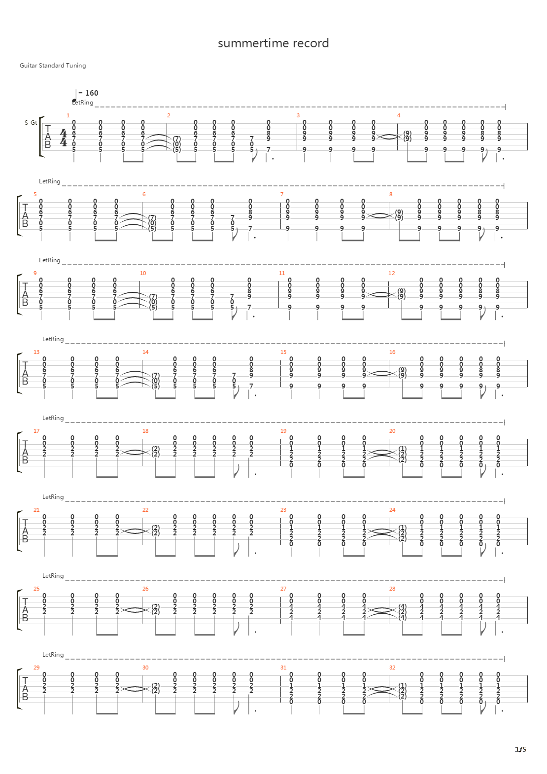 IA - サマータイムレコード(Summer Time Record)吉他谱