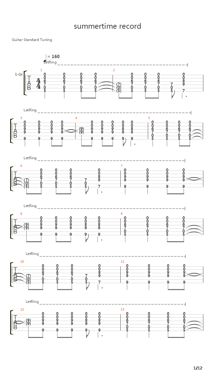 IA - サマータイムレコード(Summer Time Record)吉他谱
