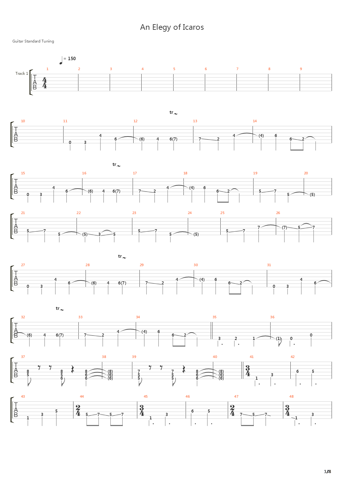 An Elegy Of Icaros吉他谱