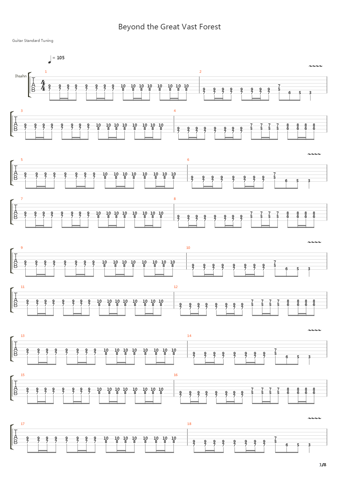 Beyond The Great Vast Forest吉他谱