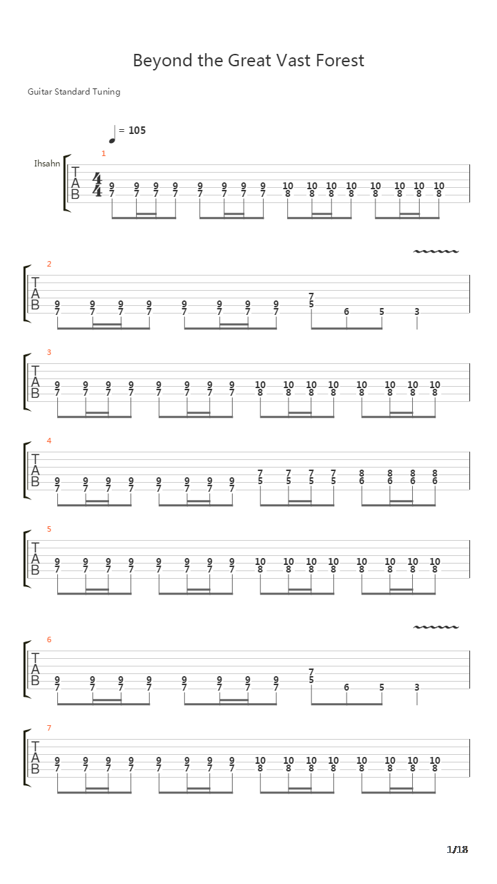 Beyond The Great Vast Forest吉他谱