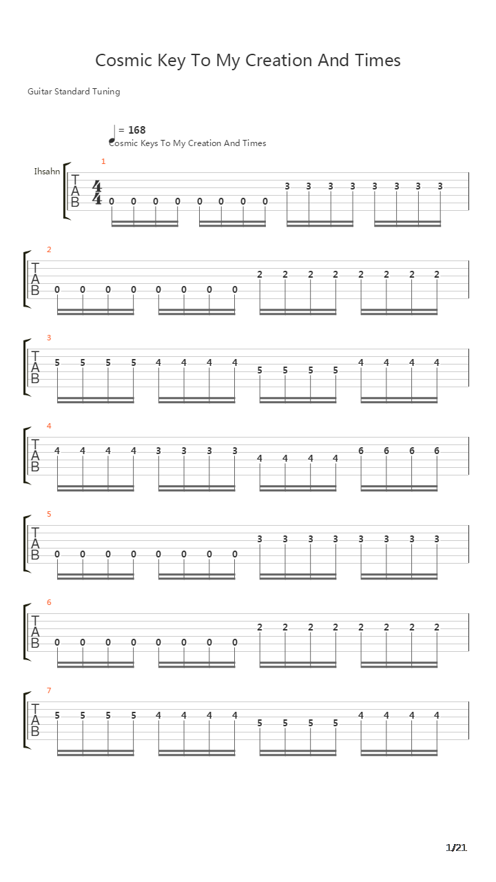 Cosmic Keys To My Creation And Times吉他谱