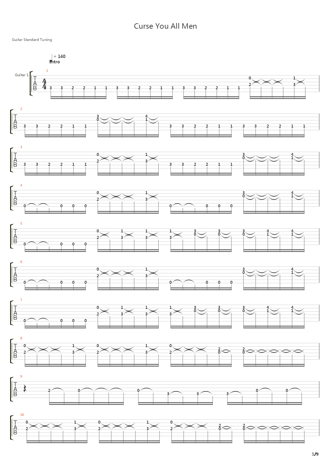 Curse You All Men吉他谱