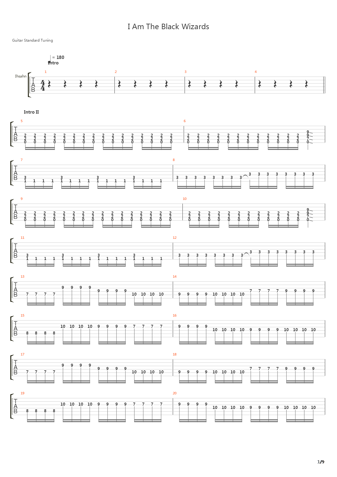 I Am The Black Wizards吉他谱