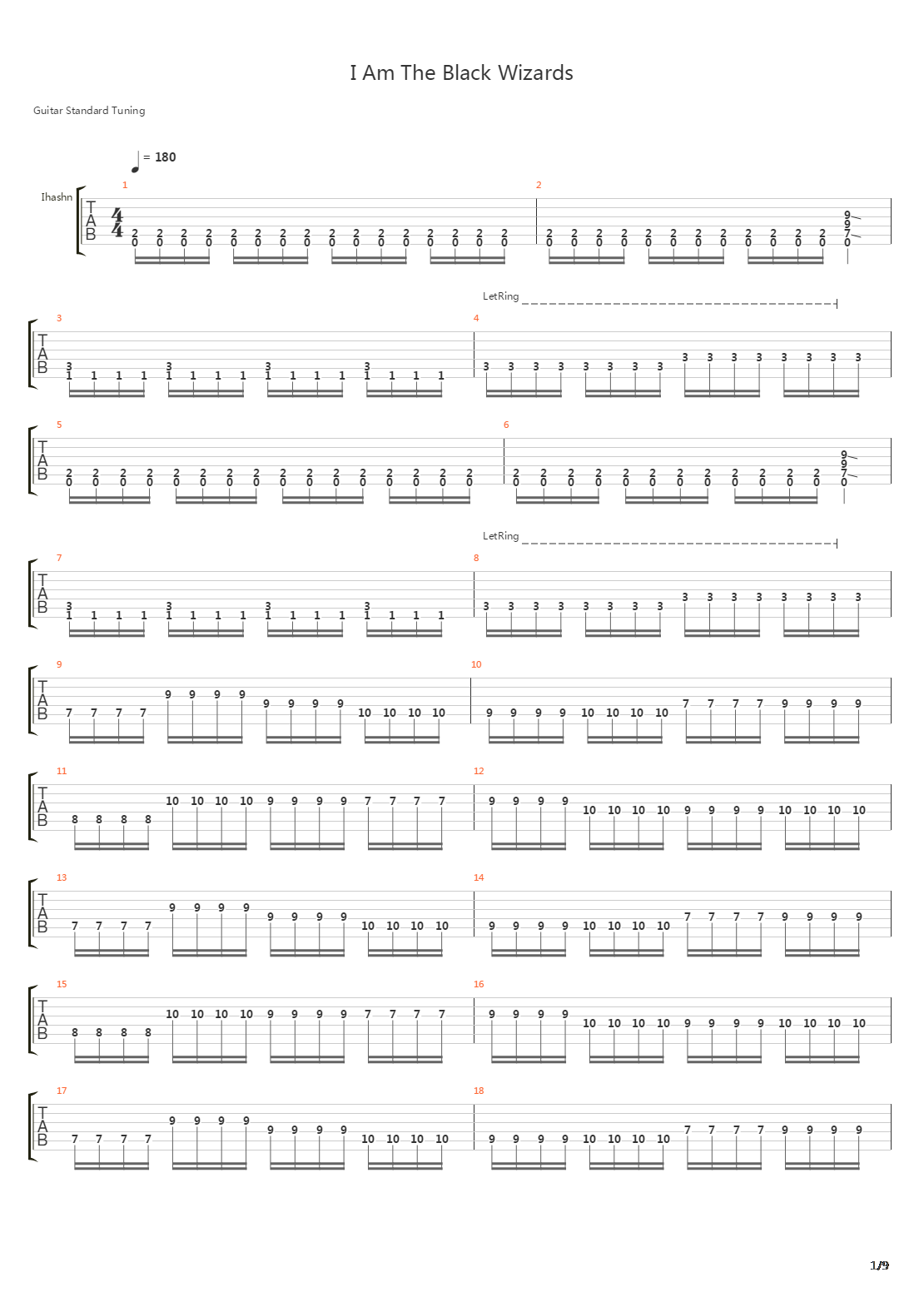 I Am The Black Wizards吉他谱