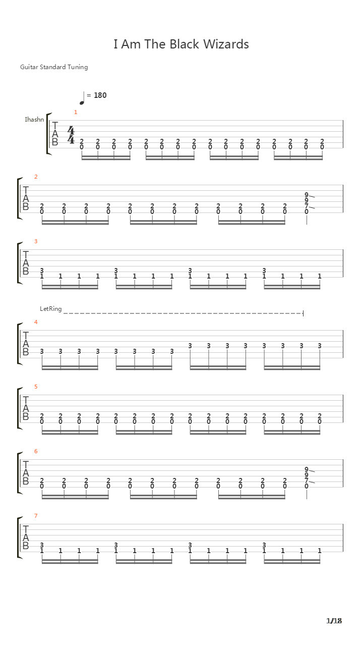 I Am The Black Wizards吉他谱