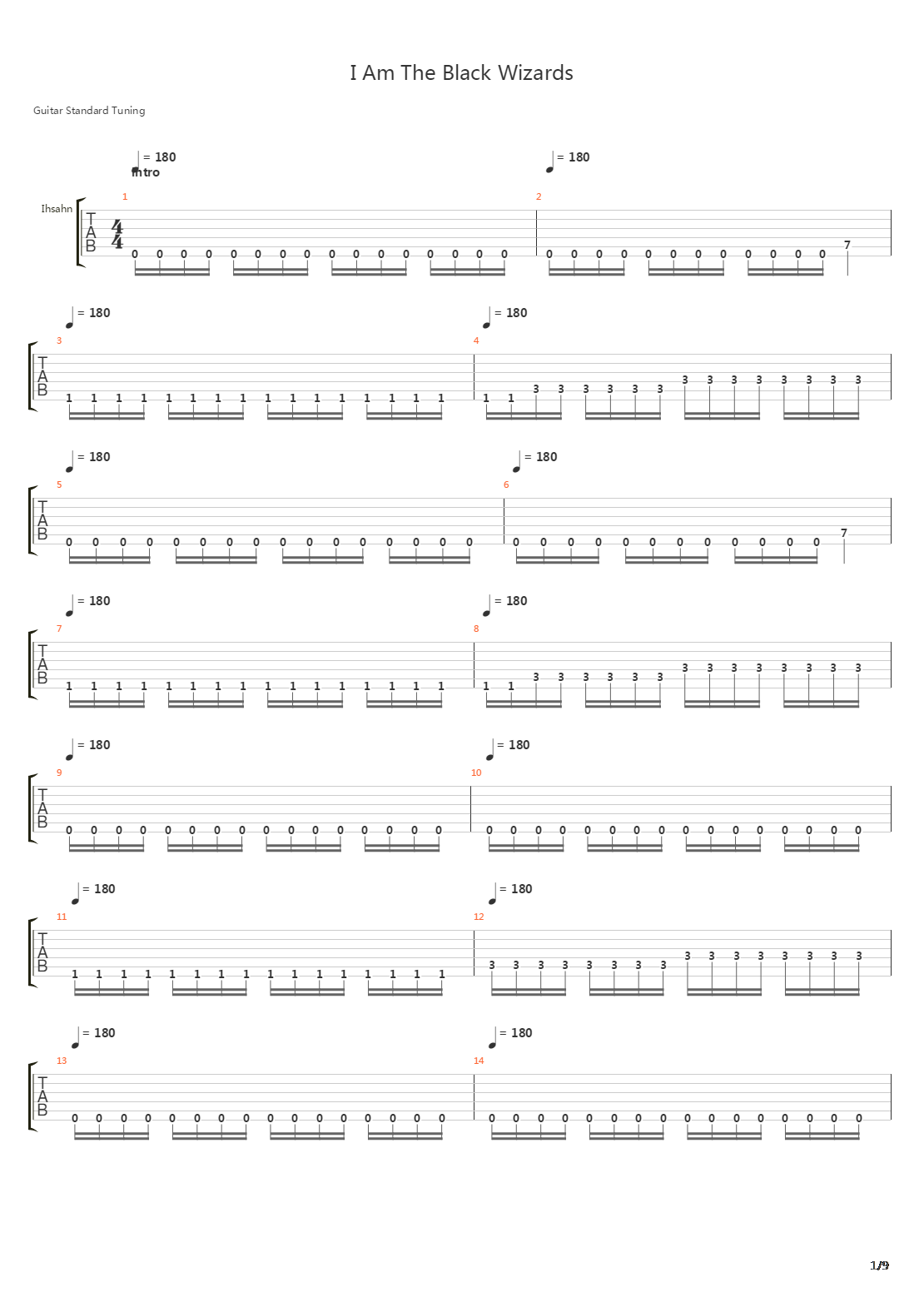 I Am The Black Wizards吉他谱