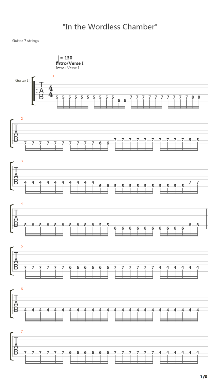 In The Wordless Chamber吉他谱