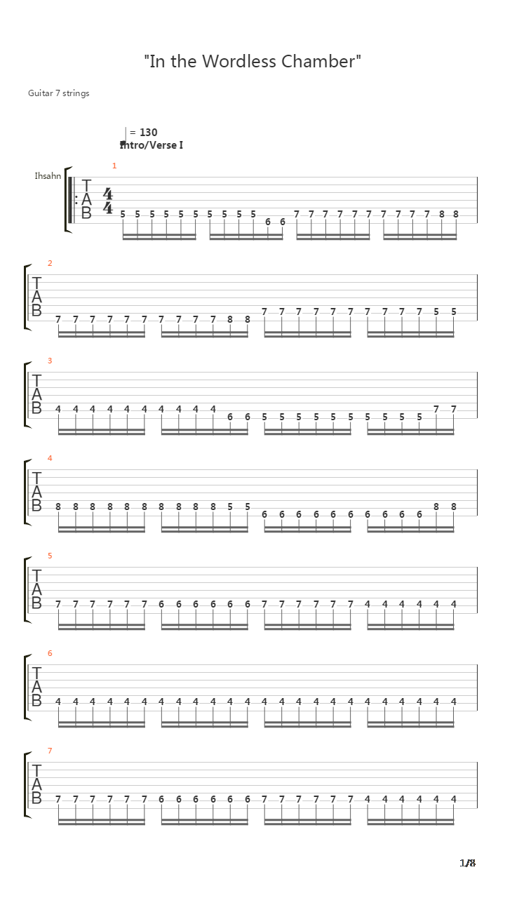 In The Wordless Chamber吉他谱
