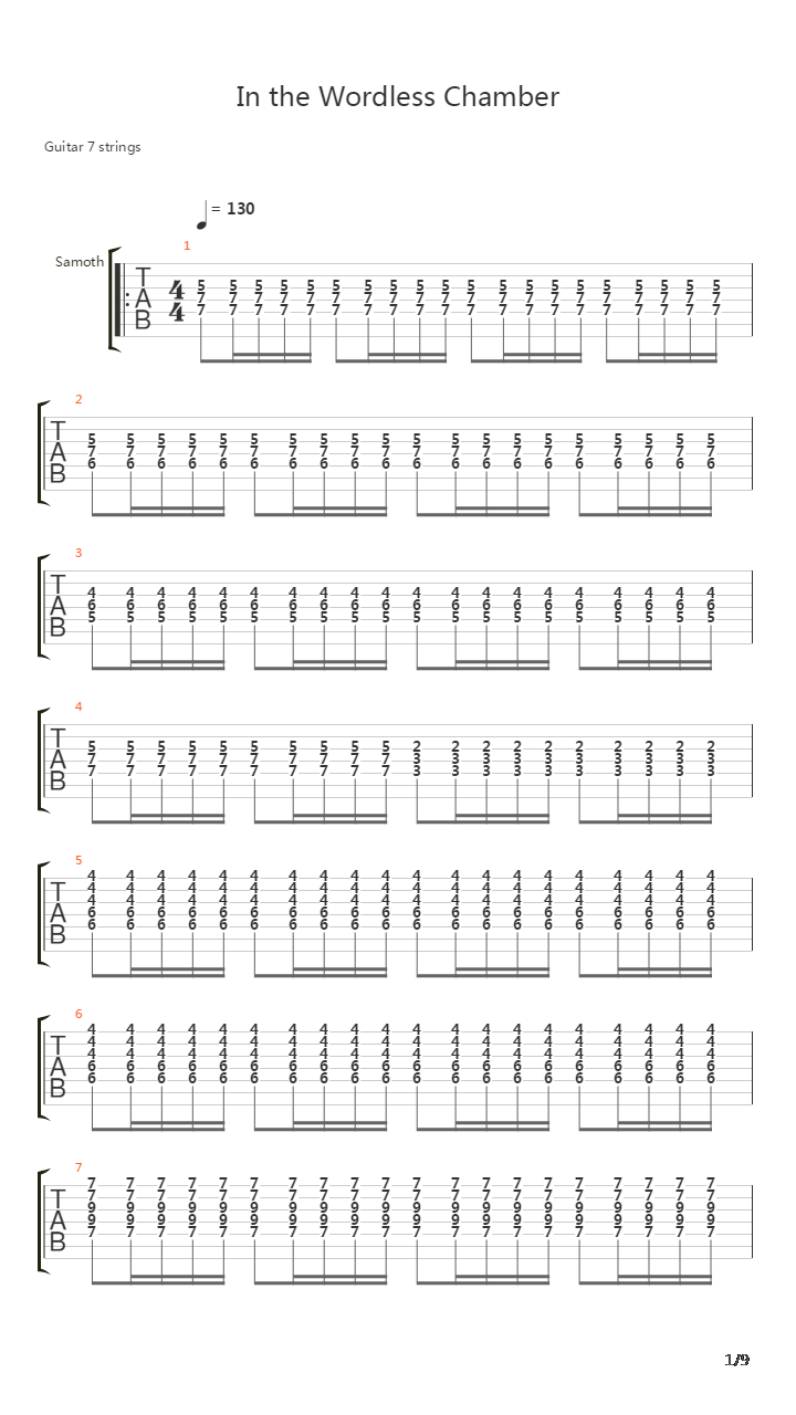 In The Wordless Chamber吉他谱
