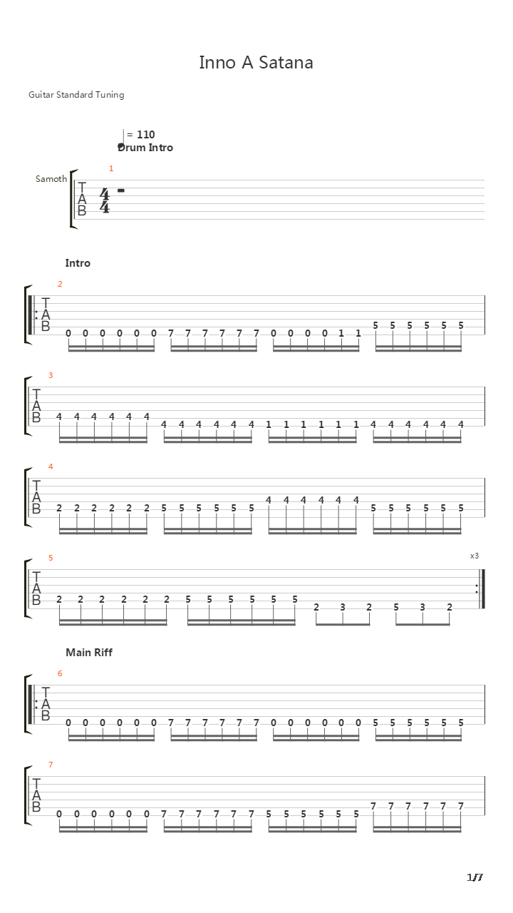 Inno A Satana吉他谱