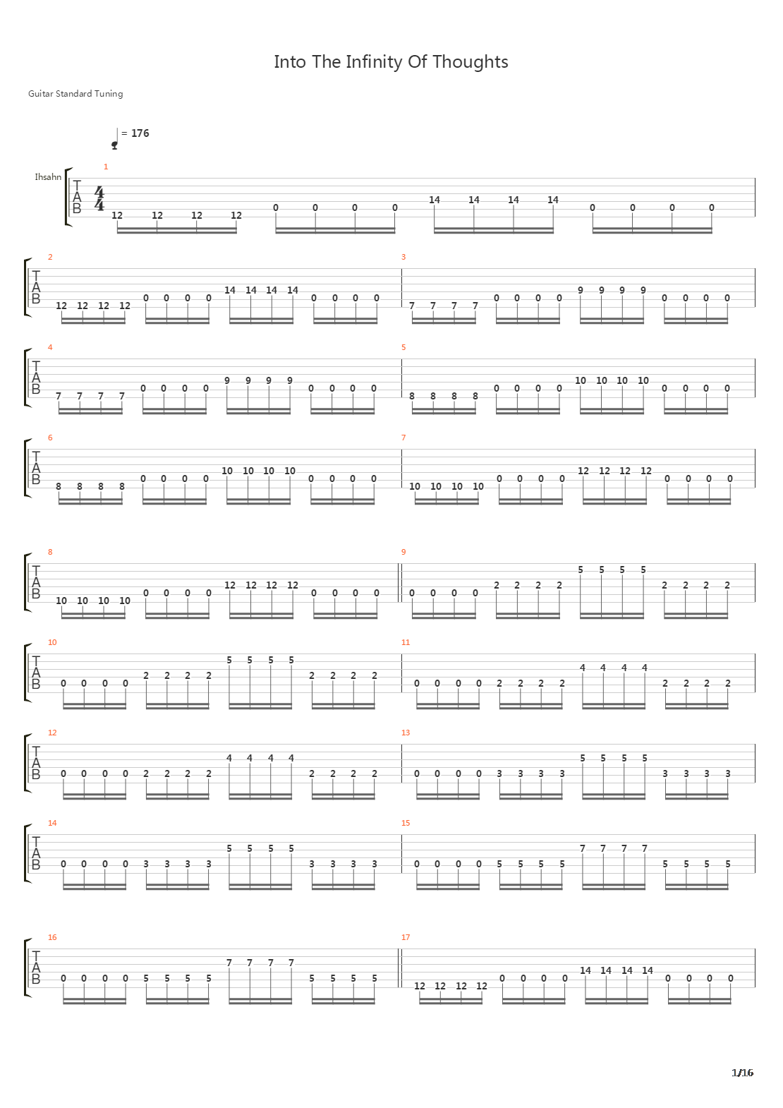 Into The Infinity Of Thoughts吉他谱