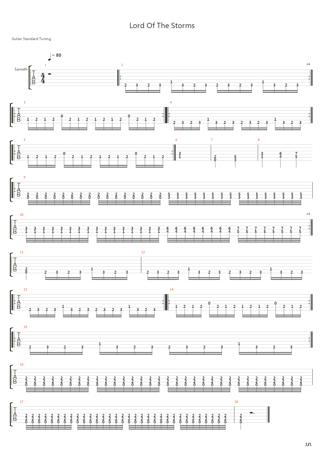 Lord Of The Storms吉他谱