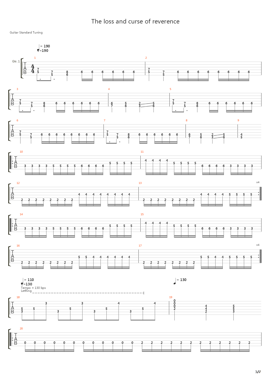 Loss And Curse Of Reverance吉他谱