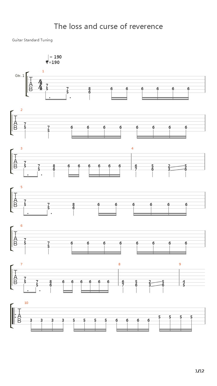 Loss And Curse Of Reverance吉他谱