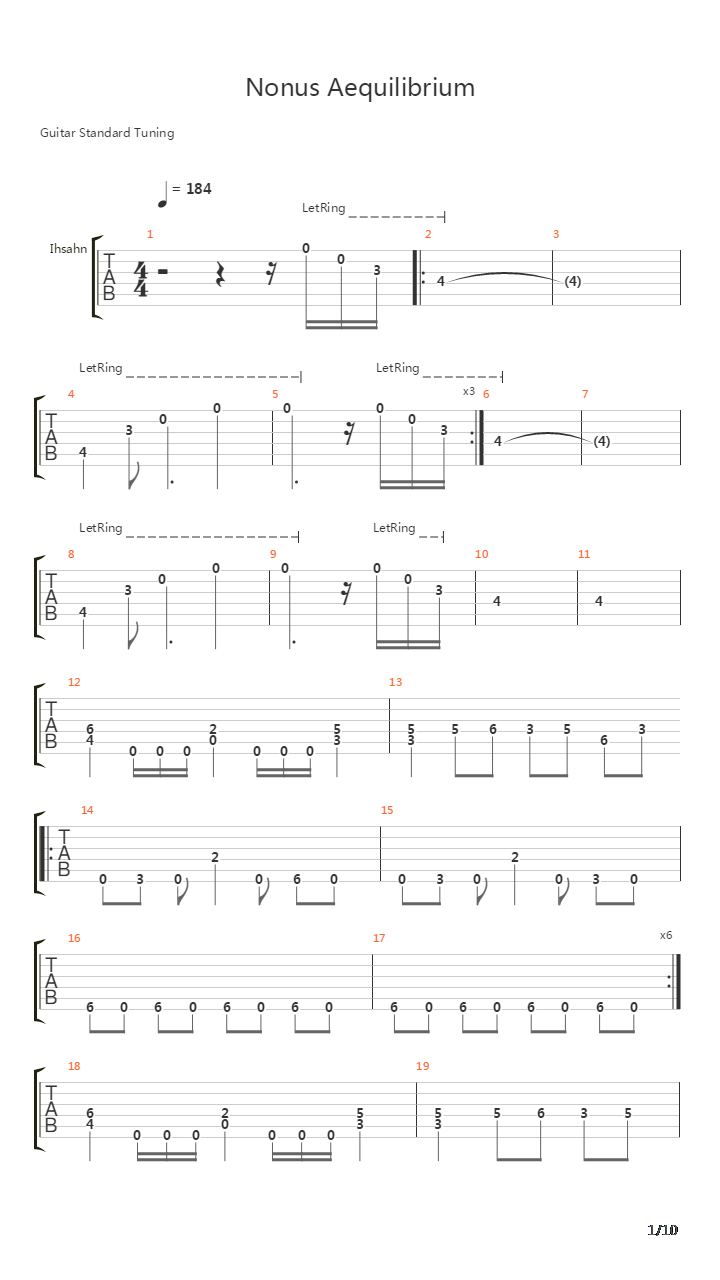 Nonus Aequilibrium吉他谱