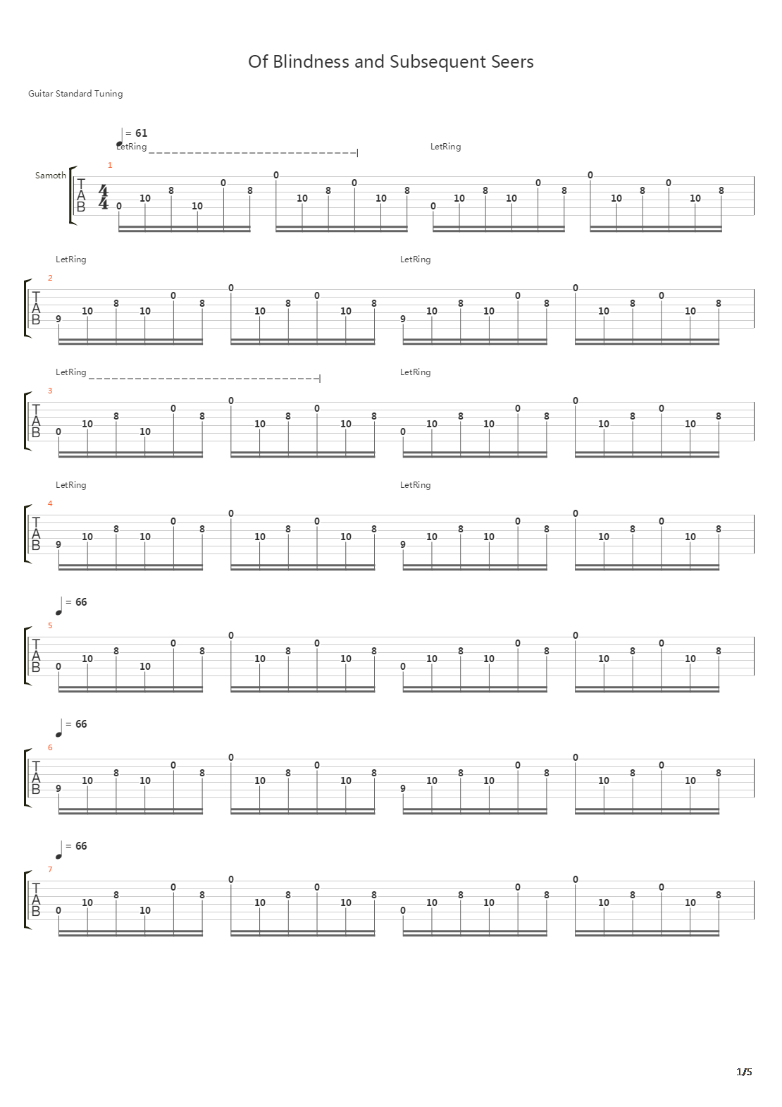Of Blindness And Subsequent Seers吉他谱