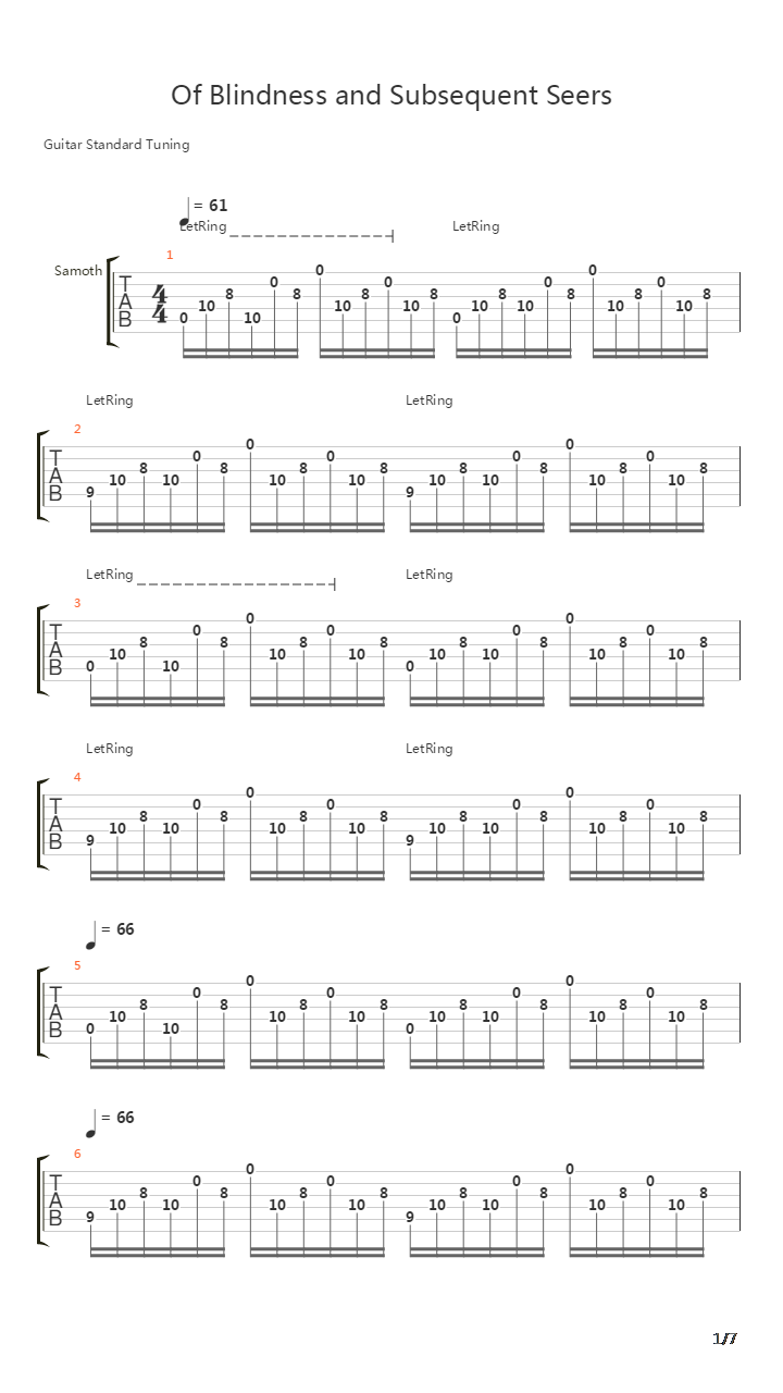 Of Blindness And Subsequent Seers吉他谱