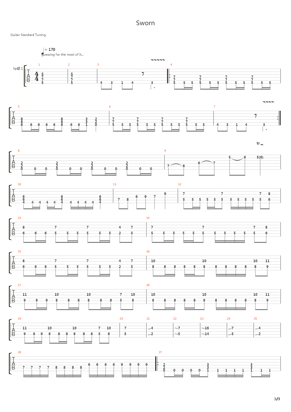 Sworn吉他谱