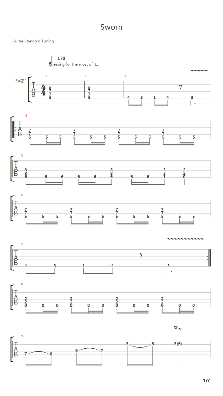 Sworn吉他谱