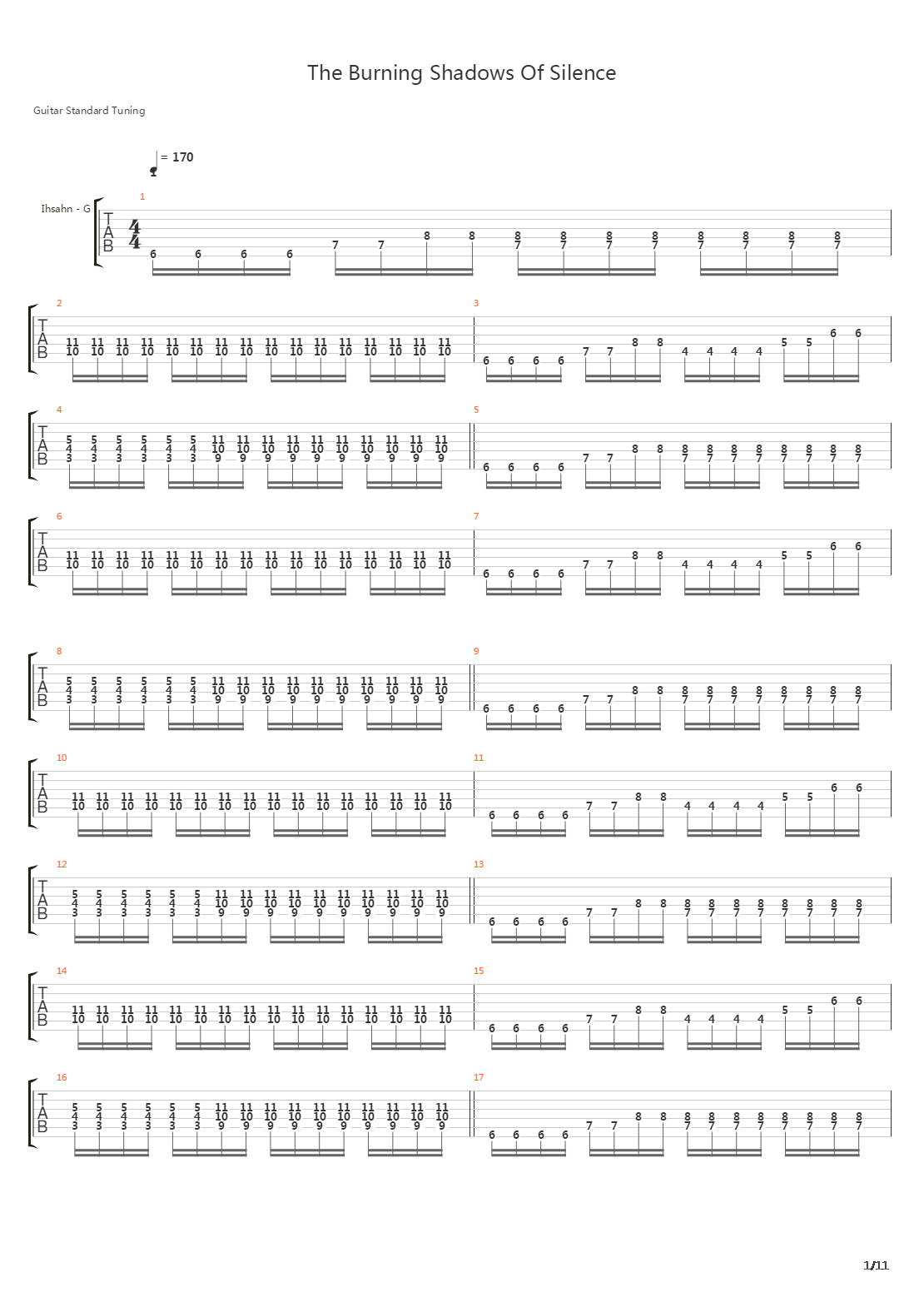 The Burning Shadows Of Silence吉他谱