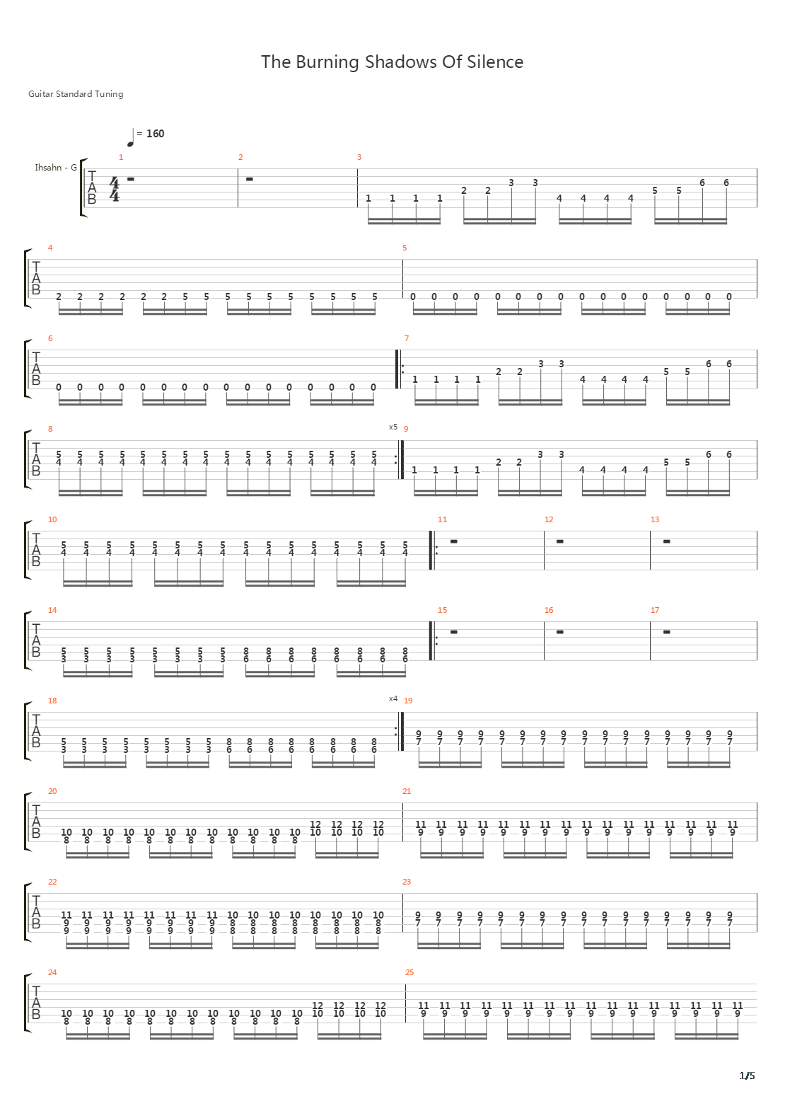 The Burning Shadows Of Silence吉他谱
