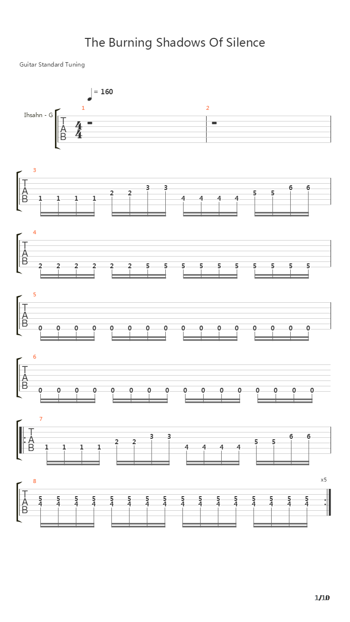 The Burning Shadows Of Silence吉他谱