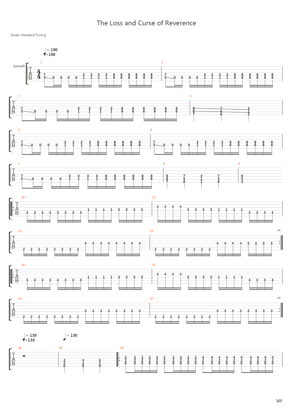 The Loss And Curse Of Reverence吉他谱