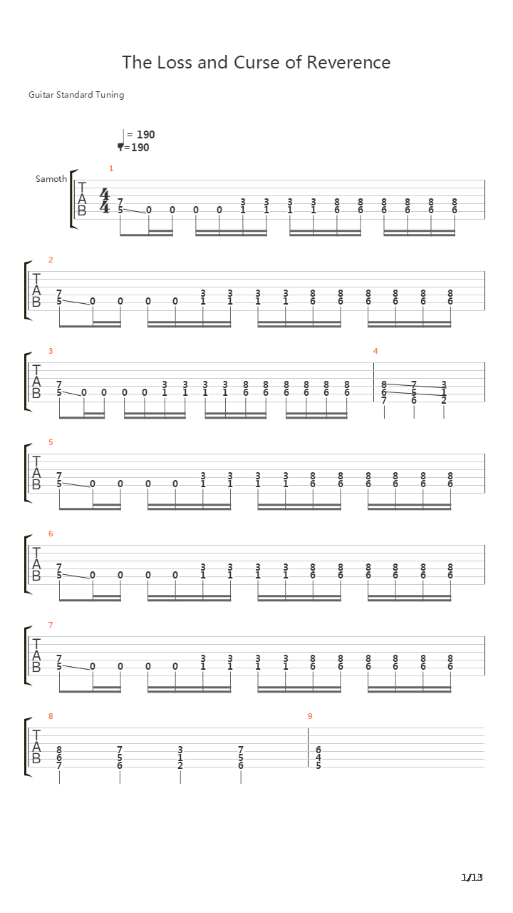 The Loss And Curse Of Reverence吉他谱