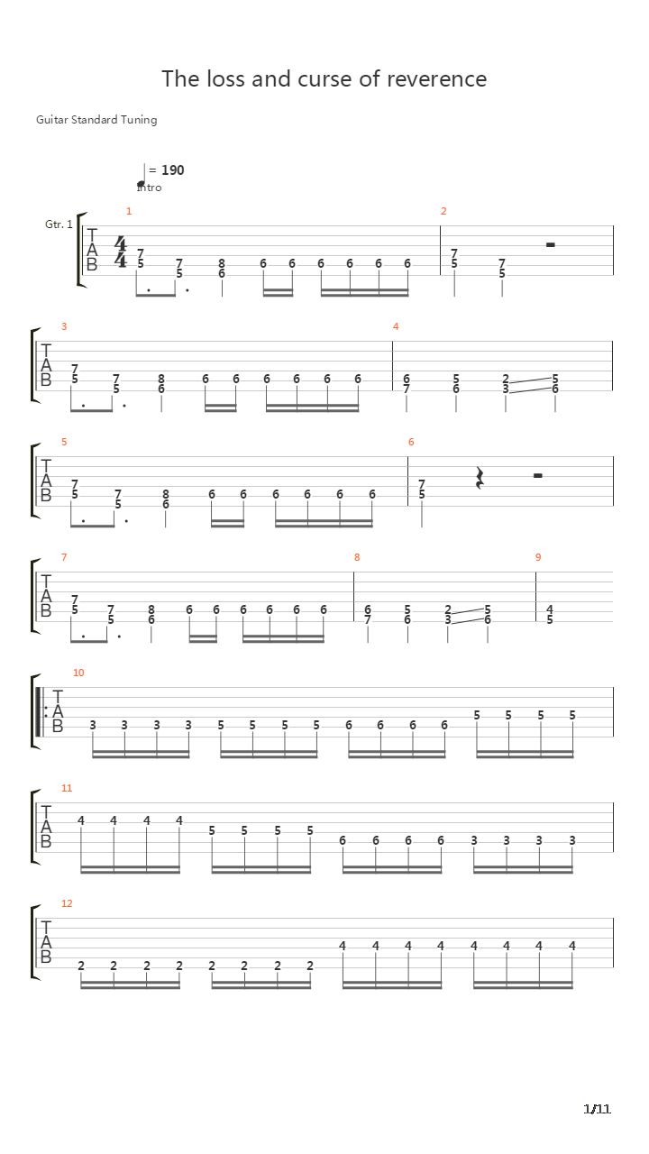 The Loss And Curse Of Reverence吉他谱