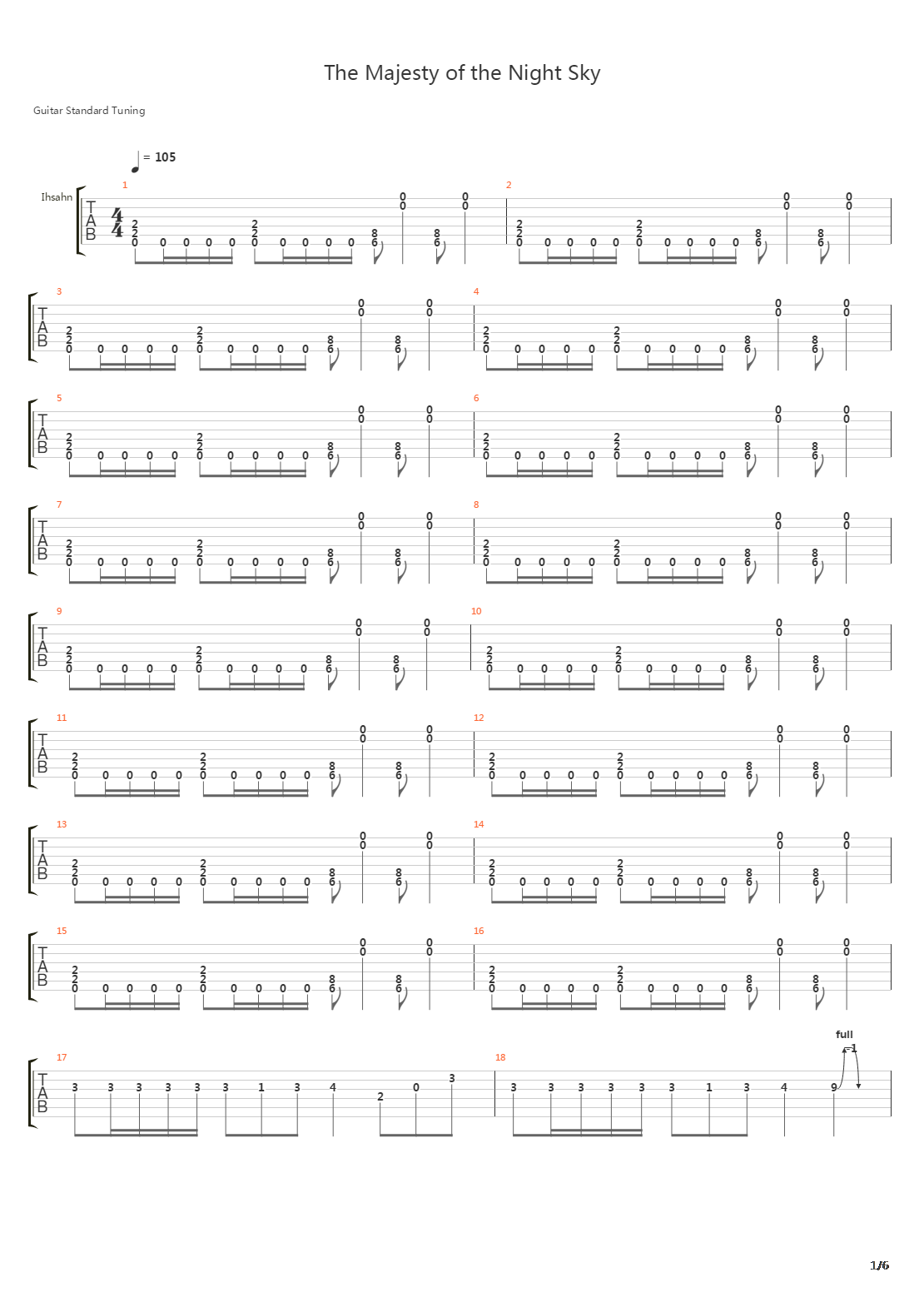 The Majesty Of The Night Sky吉他谱
