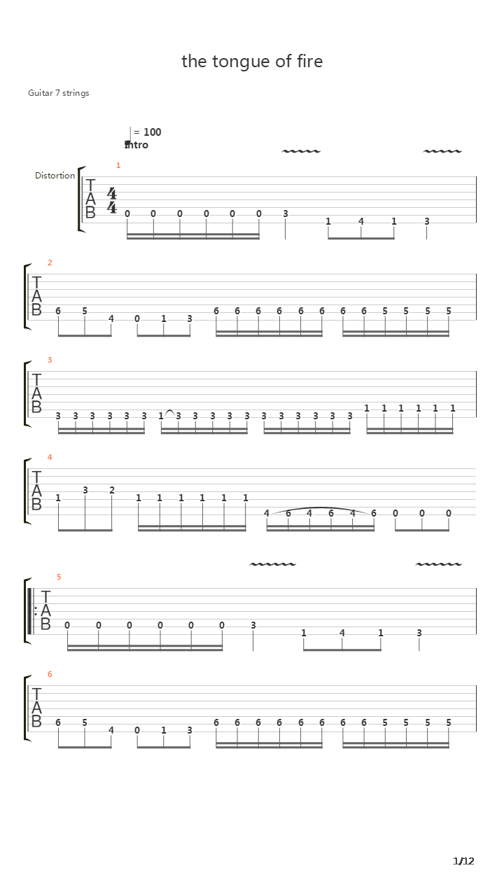 The Tongue Of Fire吉他谱